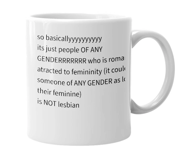 White mug with the definition of 'Finromantic or Finro'