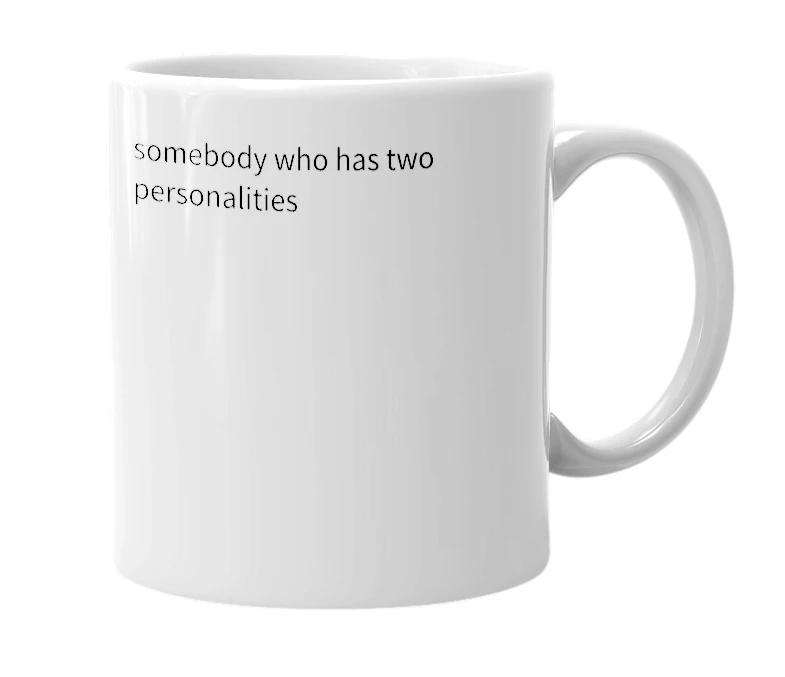 White mug with the definition of 'double faced entendre'