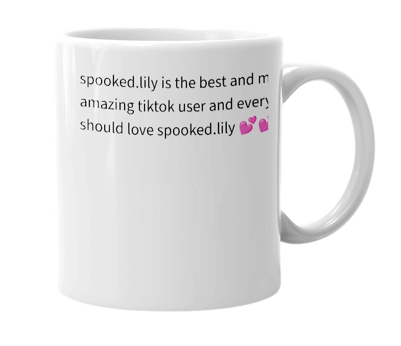 White mug with the definition of 'spooked.lily'