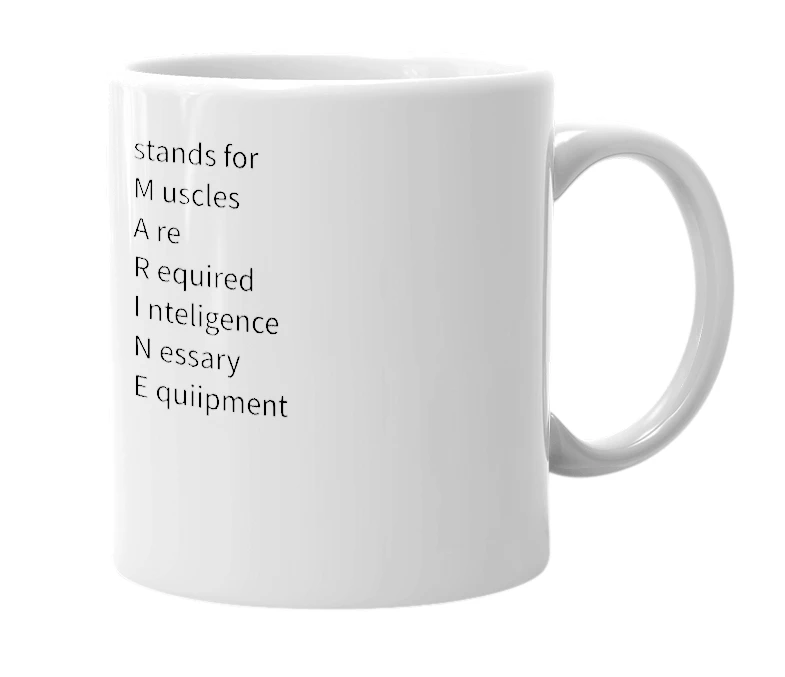 White mug with the definition of 'marines'