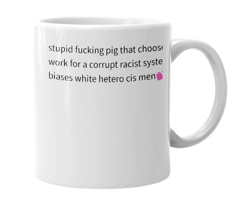 White mug with the definition of 'police officer'