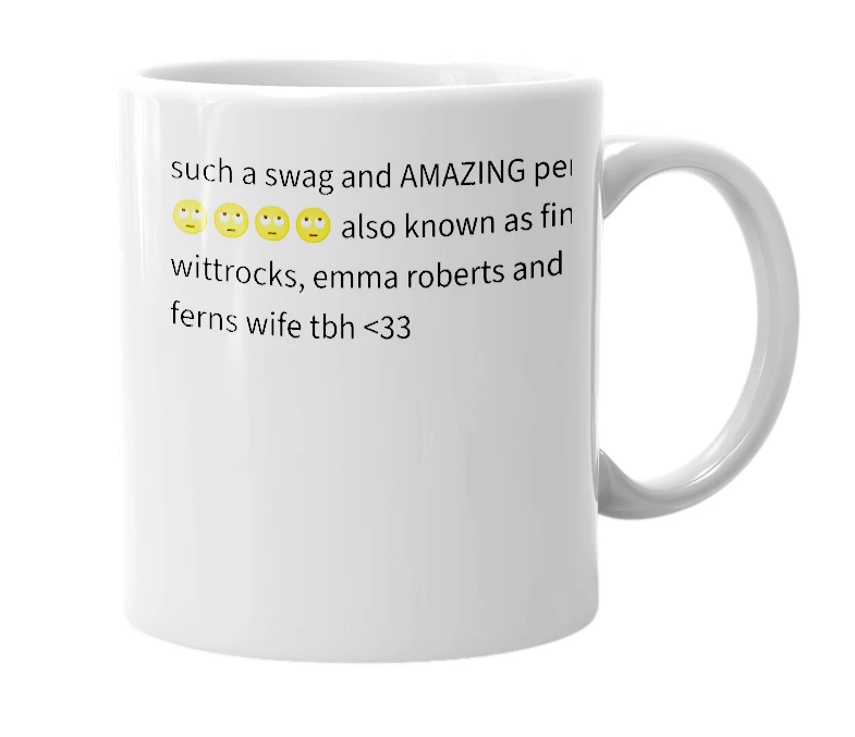 White mug with the definition of 'mistysswampshit'