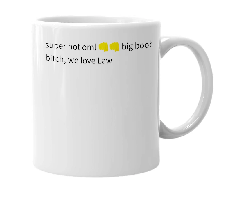 White mug with the definition of 'Law'