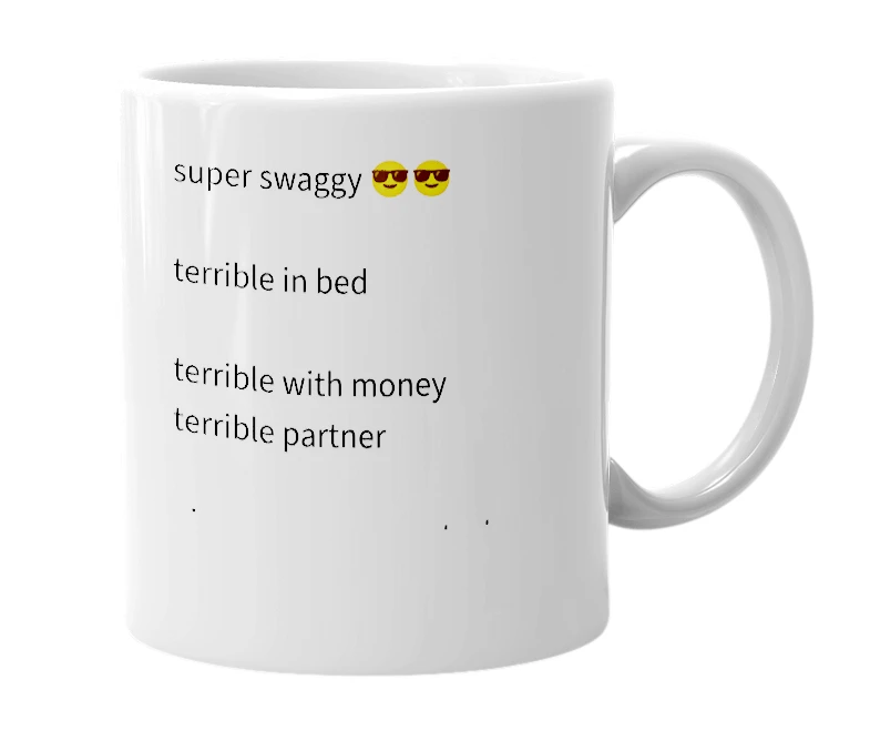 White mug with the definition of 'stig'