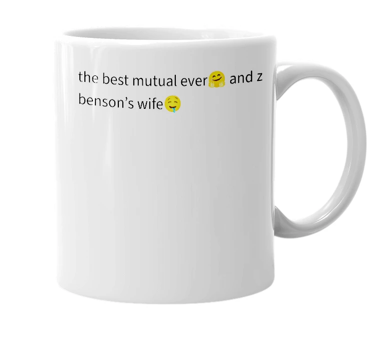 White mug with the definition of 'zoebensonluvr'