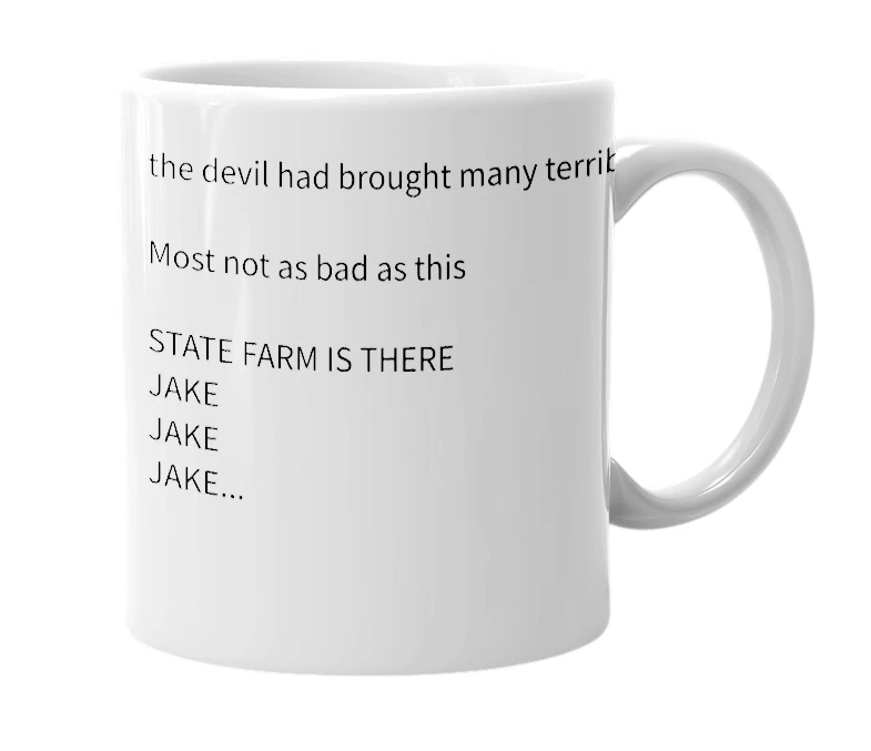 White mug with the definition of 'State Farm'