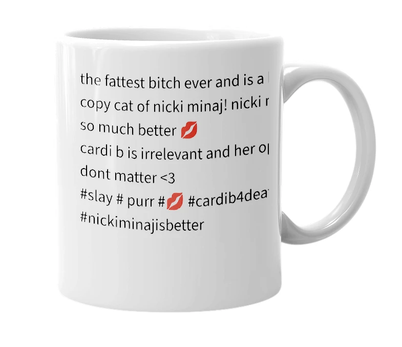 White mug with the definition of 'Cardi b'