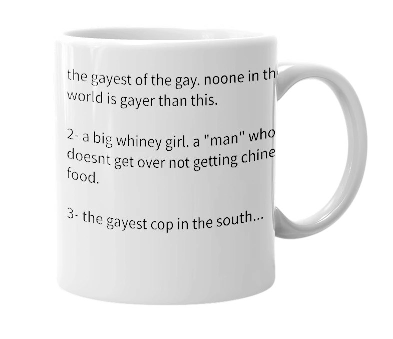 White mug with the definition of 'petevisvardis'