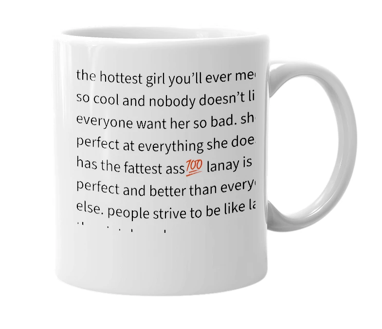 White mug with the definition of 'lanay'