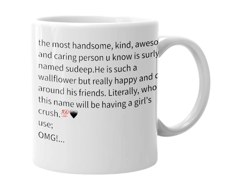 White mug with the definition of 'Sudeep'