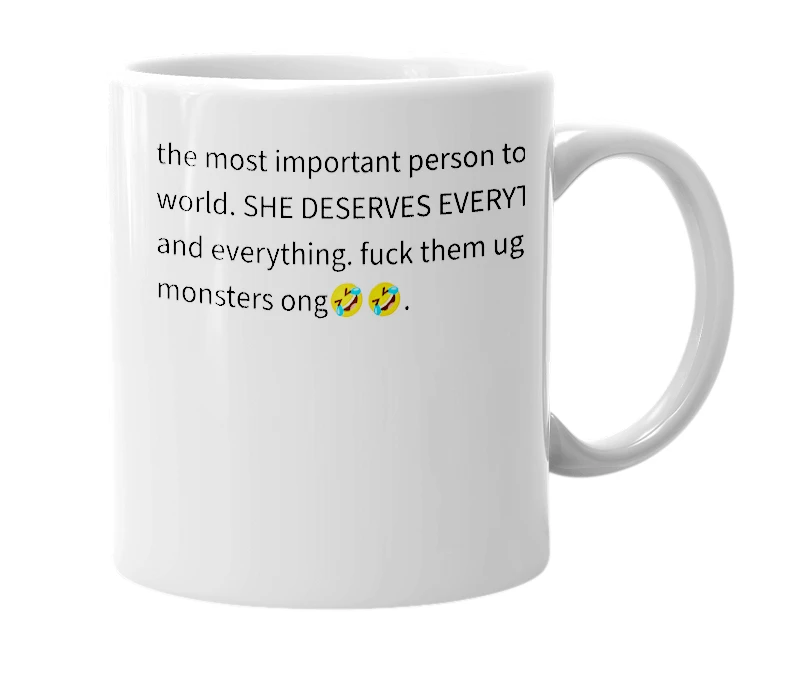 White mug with the definition of 'EMMAH'