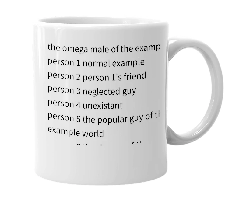 White mug with the definition of 'person 8'
