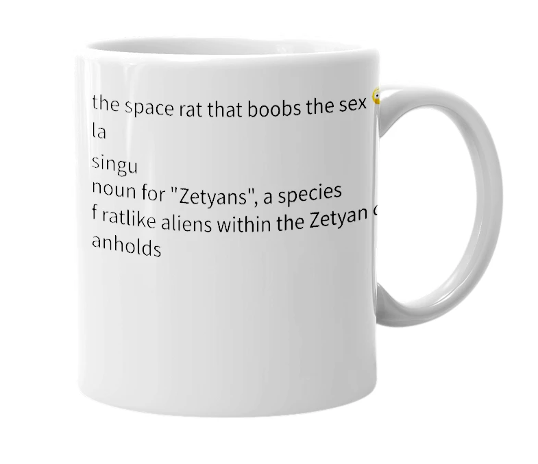 White mug with the definition of 'Zetyan'