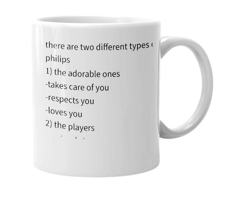 White mug with the definition of 'Philip'