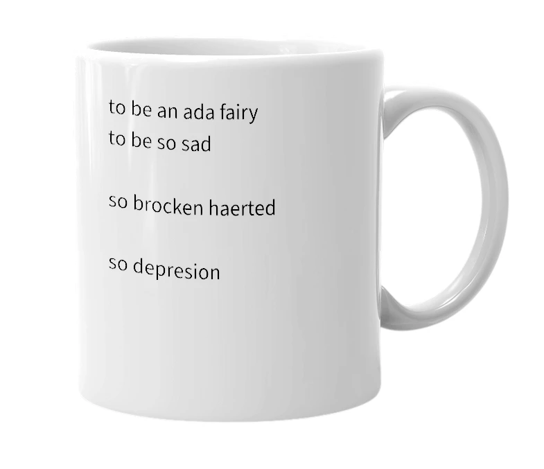 White mug with the definition of 'Brocken'