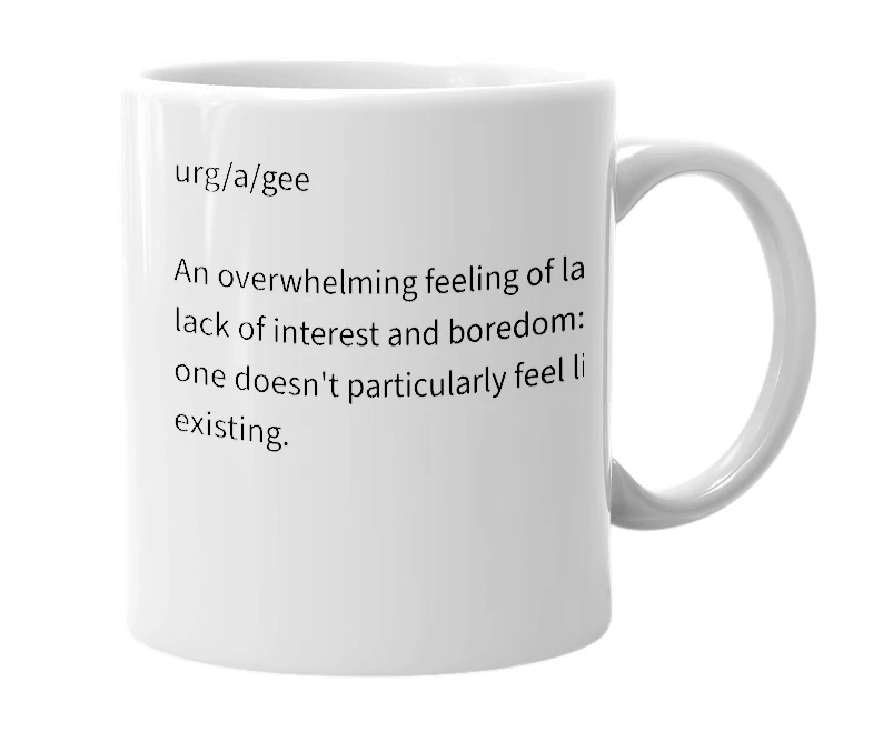 White mug with the definition of 'Erghiegy'