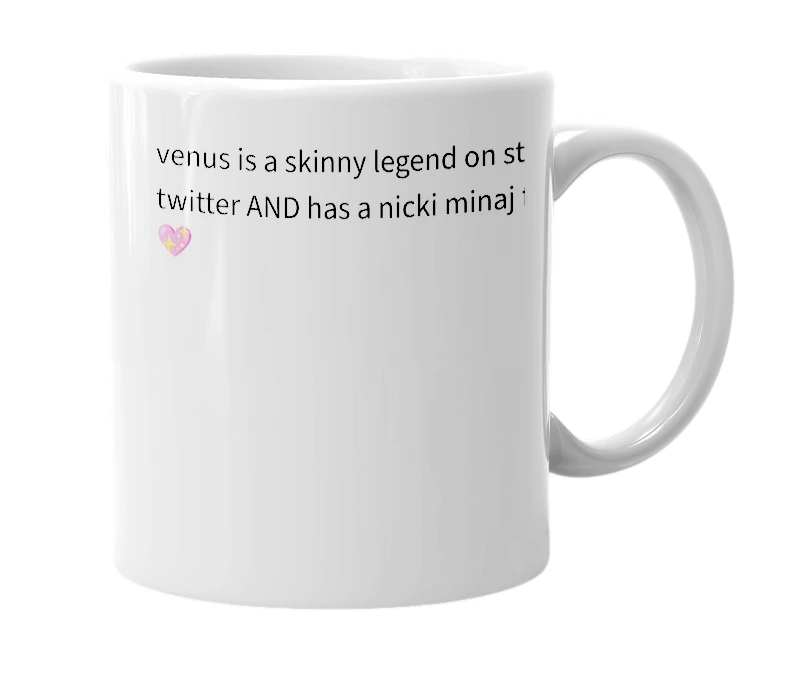 White mug with the definition of 'VENUSMlNAJ'