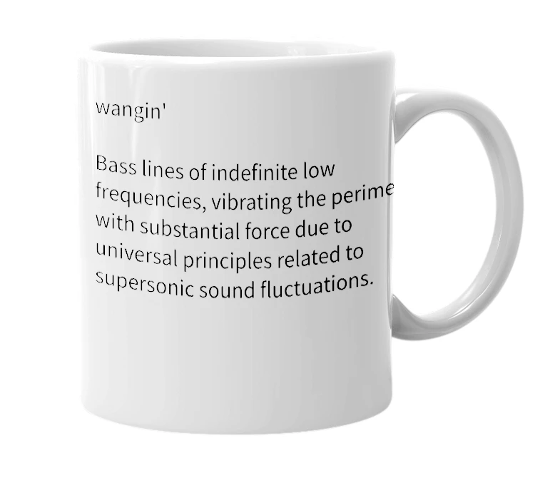 White mug with the definition of 'wangin''