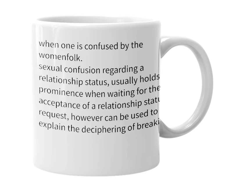 White mug with the definition of 'contrapherbious'