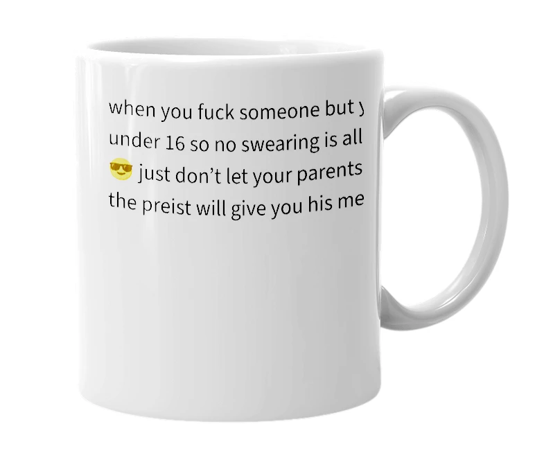 White mug with the definition of 'fricked'