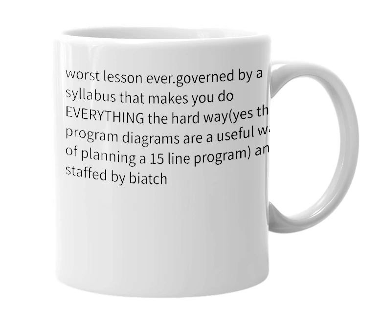 White mug with the definition of 'a/s computing'