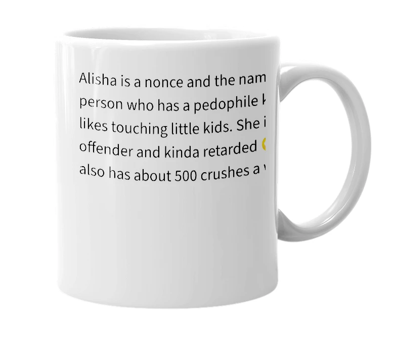 White mug with the definition of '!Alisha#6969'