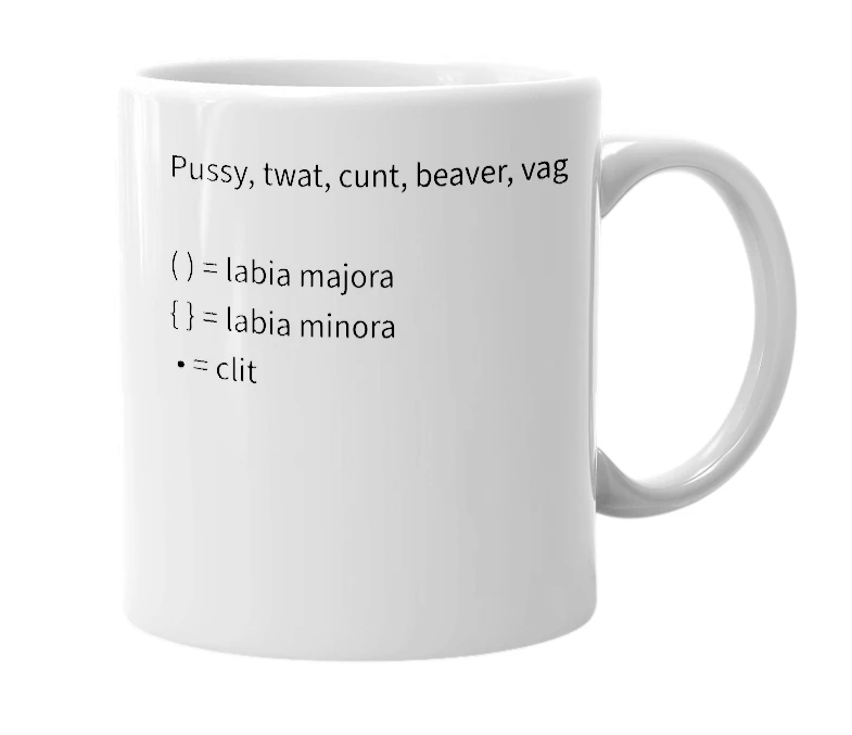 White mug with the definition of '({•})'
