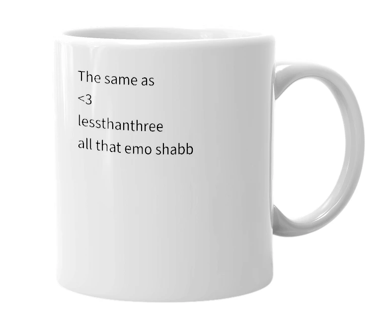 White mug with the definition of '<1+2'