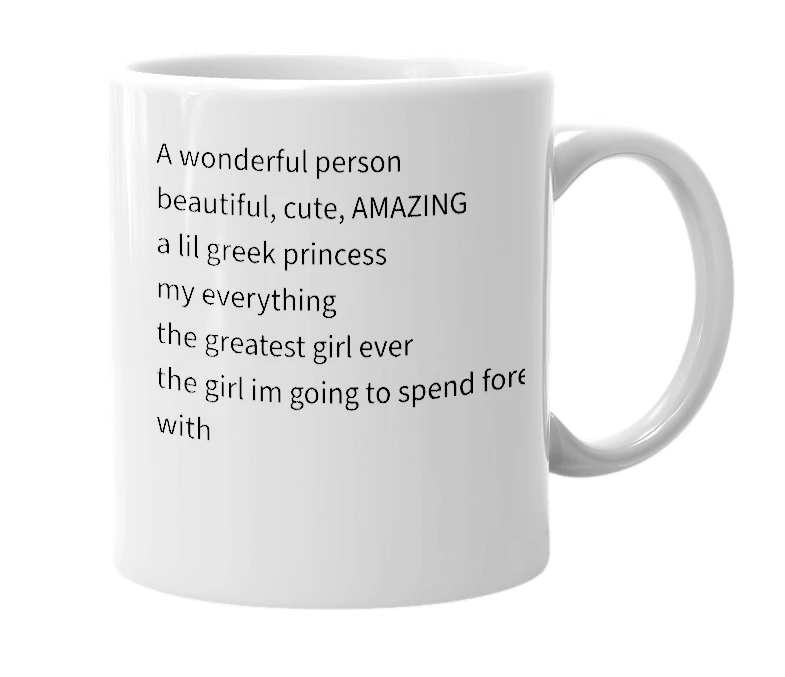 White mug with the definition of '[Constandina]'