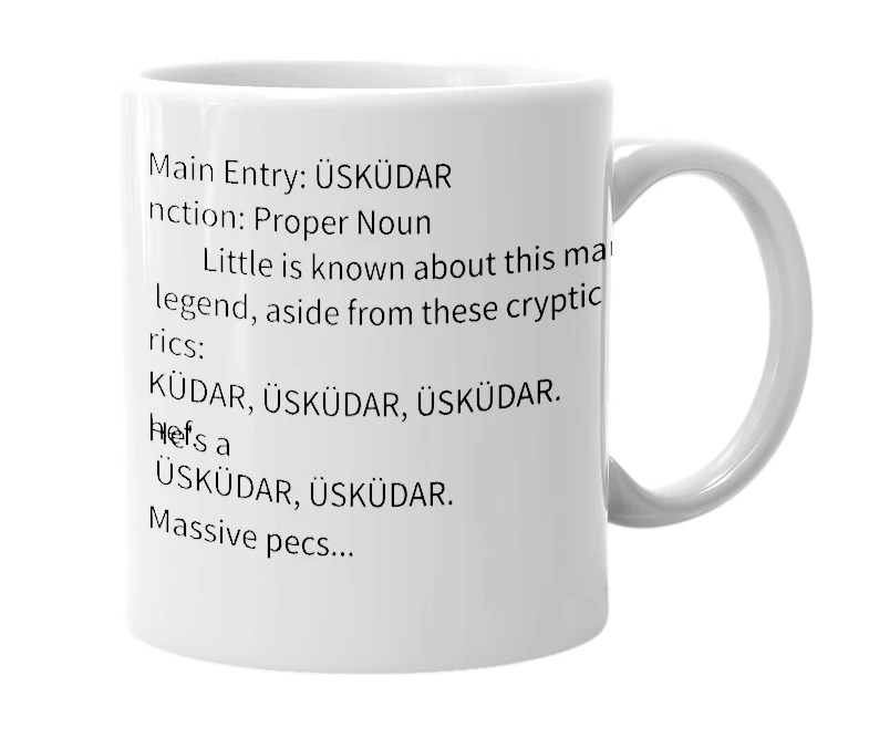 White mug with the definition of 'ÜSKÜDAR'