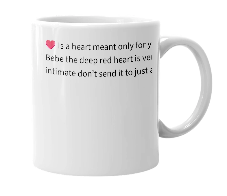 White mug with the definition of '♥️'