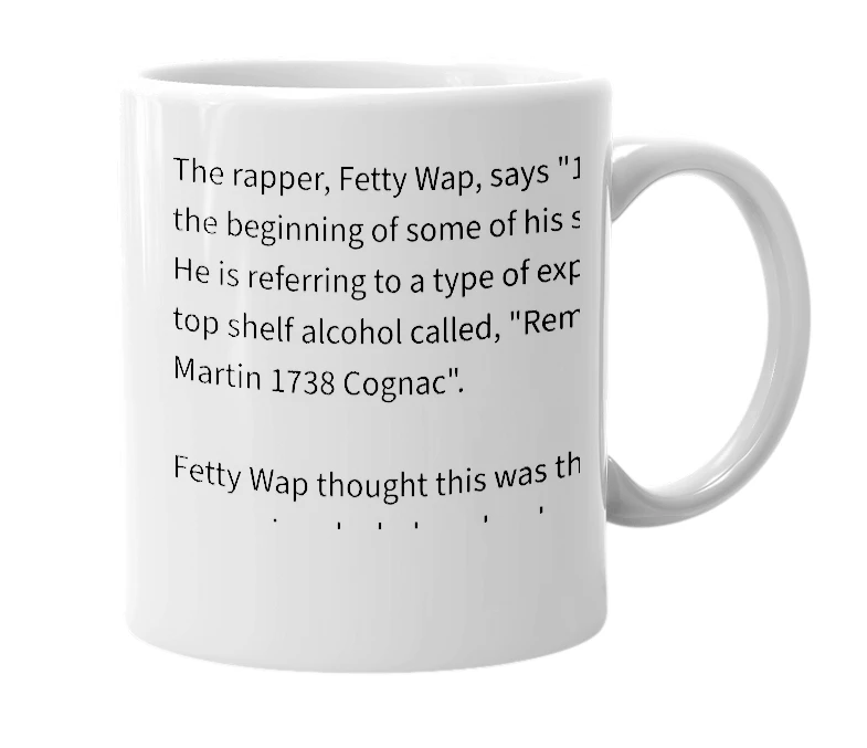 White mug with the definition of '1738'