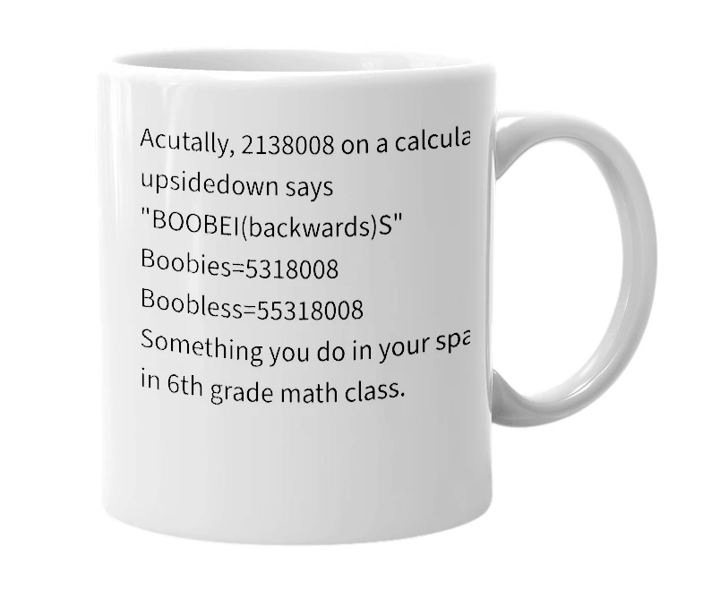 White mug with the definition of '2138008'