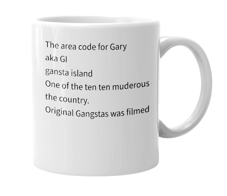 White mug with the definition of '219'