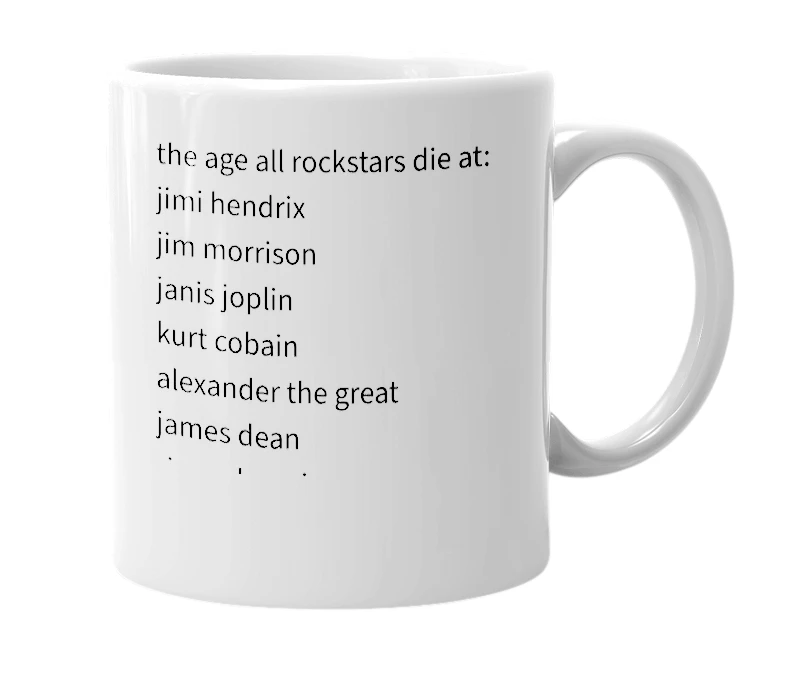 White mug with the definition of '27'