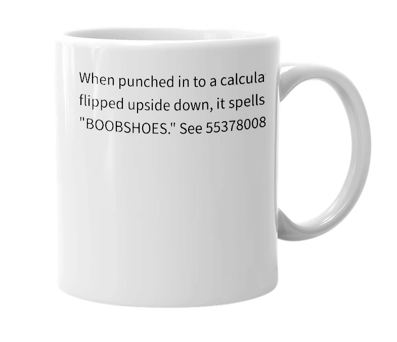 White mug with the definition of '530458008'