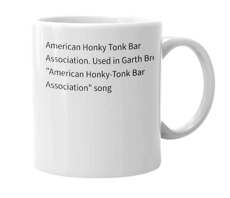 White mug with the definition of 'A.H.B.A'