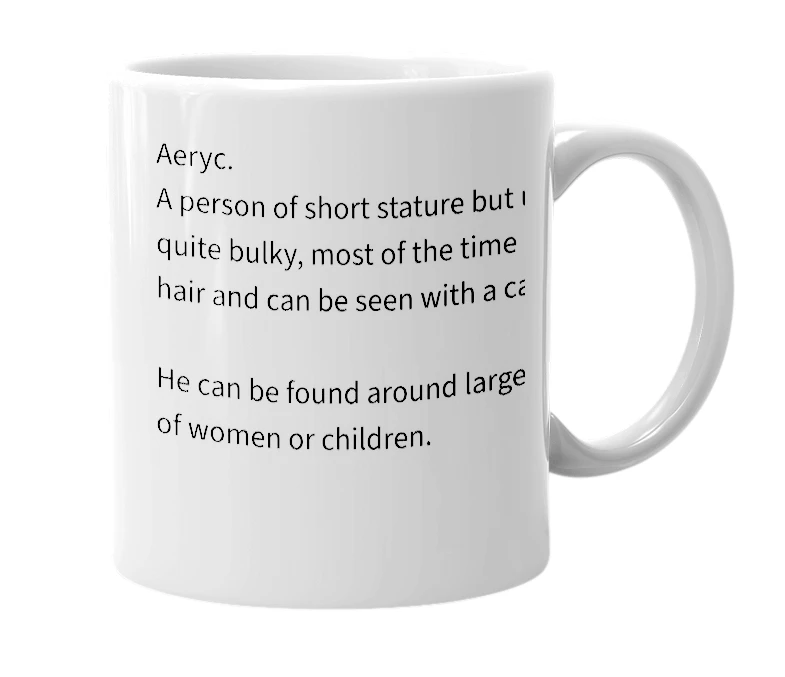 White mug with the definition of 'Aeryc'