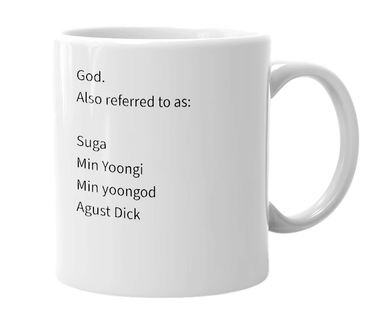 White mug with the definition of 'Agust D'