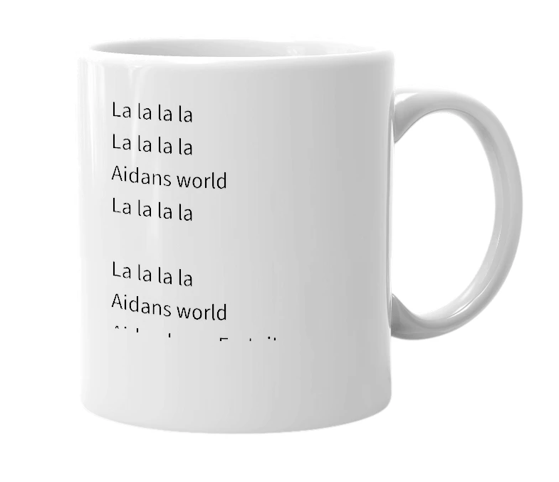 White mug with the definition of 'Aidan drohan'