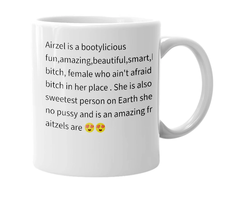 White mug with the definition of 'Aitzel'