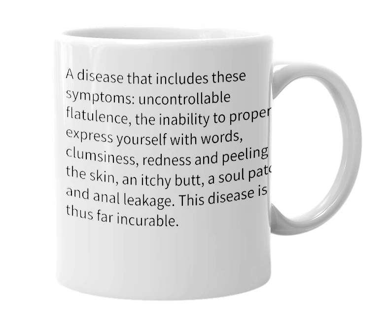 White mug with the definition of 'Albrecht Syndrom'