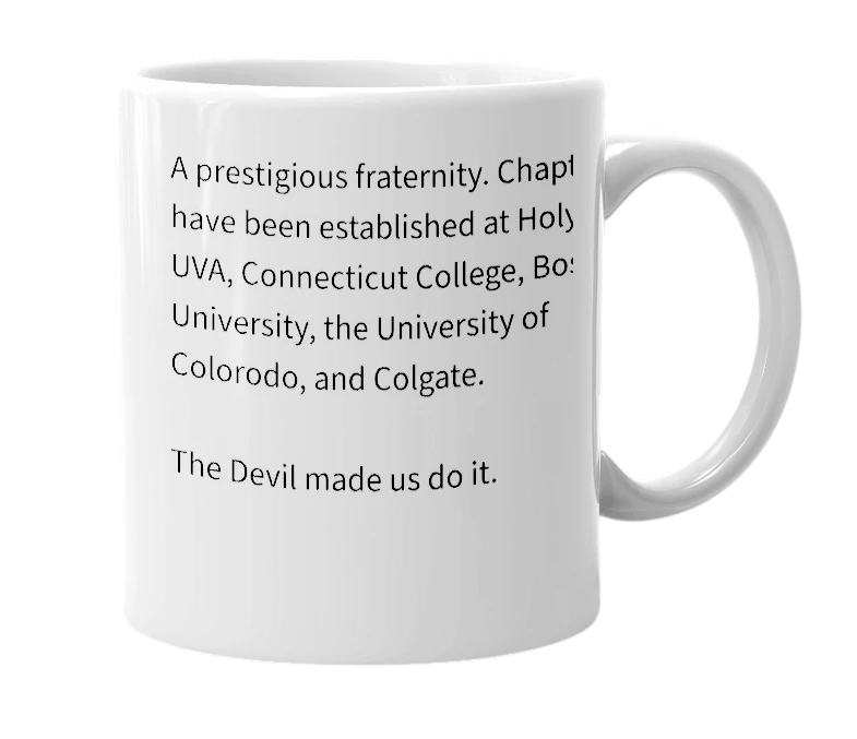 White mug with the definition of 'Alpha Beta Nignog'