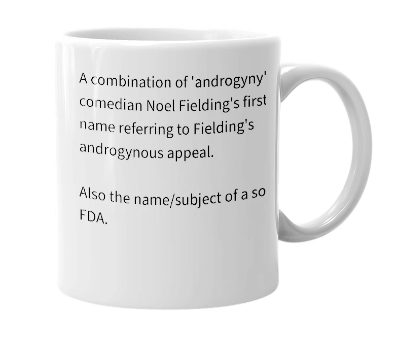 White mug with the definition of 'Androgynoel'