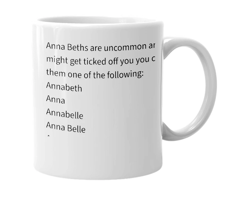White mug with the definition of 'Anna Beth'