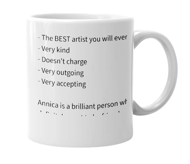 White mug with the definition of 'Annica'