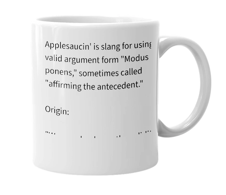 White mug with the definition of 'Applesaucin''