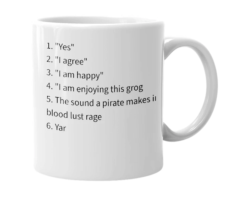 White mug with the definition of 'Arrr'