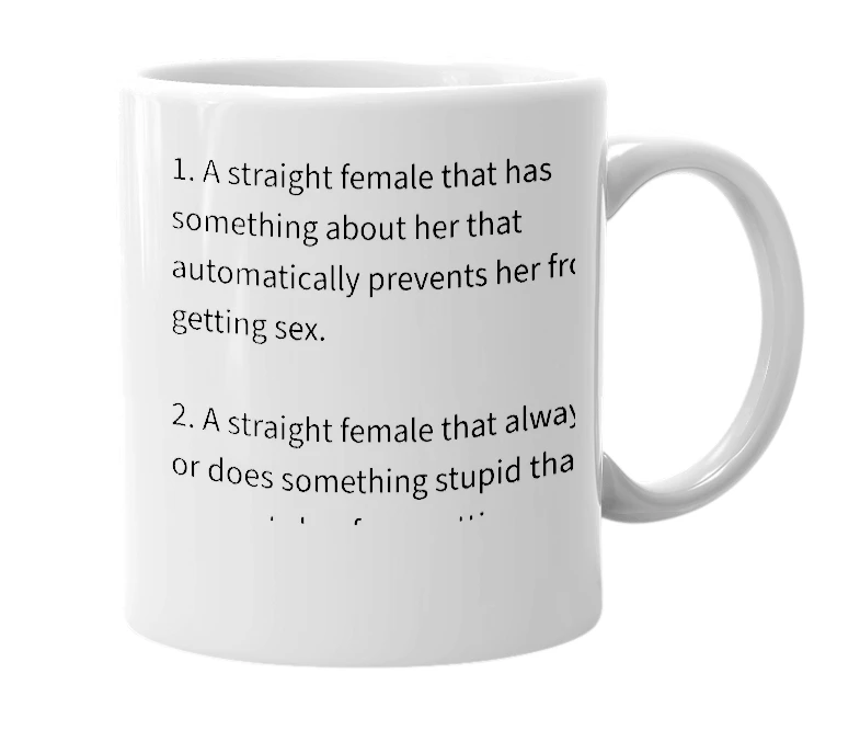 White mug with the definition of 'Auto-cock-blocker'
