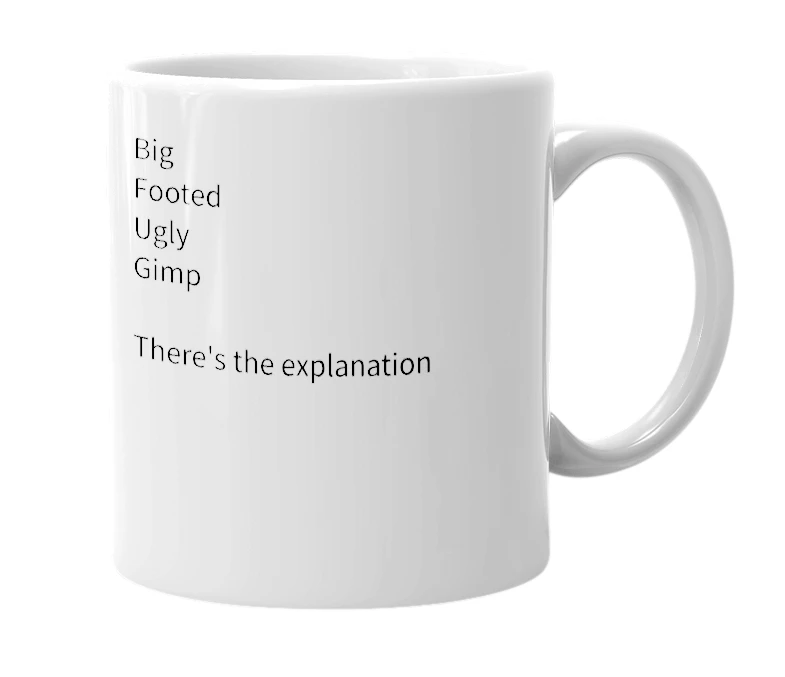 White mug with the definition of 'BFUG'